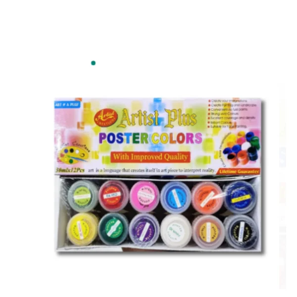 ARTIST plus poster colour 12pcs 30ml bright painting colours set for school art and drawing Pakistan