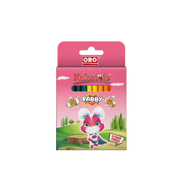 ORO KOLORTOTS 12 Colour Pencil Half Size pack drawing pencils for kids school Pakistan