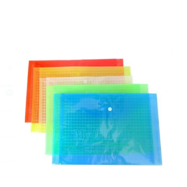 Clear Bag Button File β Transparent Plastic Document Folder