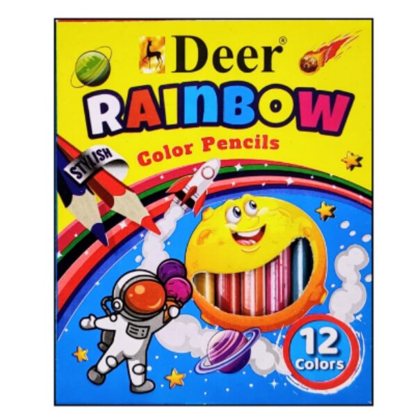 Deer Rainbow 12-colour pencil set with vibrant, smooth, and child-safe colours