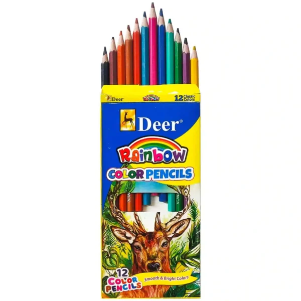 Bring colourful creativity to life with Deer Rainbow Colour Pencil 12 – perfect for kids, students, and artists