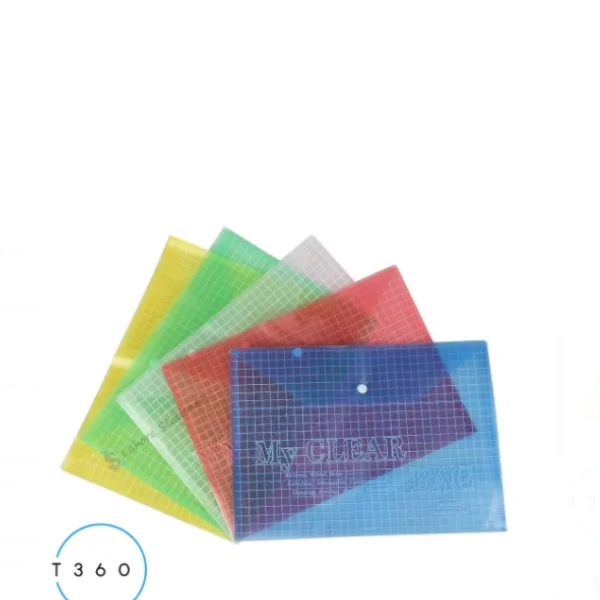 My Clear Bag 11C β Transparent Plastic Document File with Button Closure