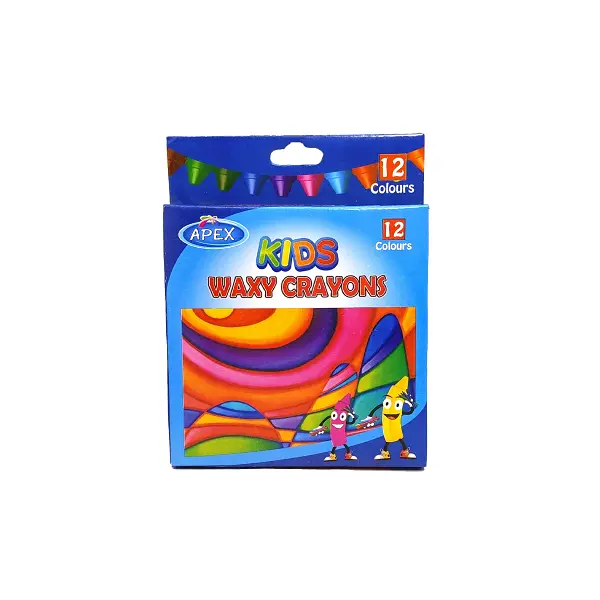 Apex Kids 12-colour waxy crayon set with vibrant and smooth colours, child-safe