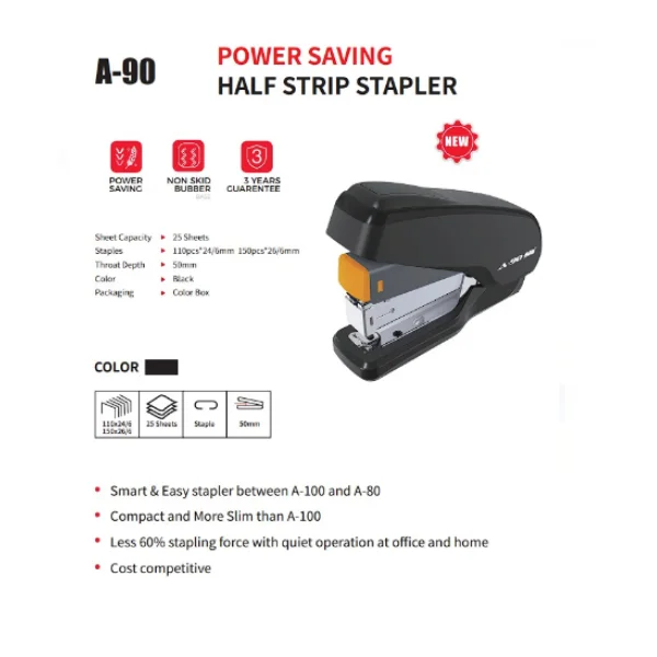 <h2>STD A-90 Power Saving Half Strip Stapler</h2>