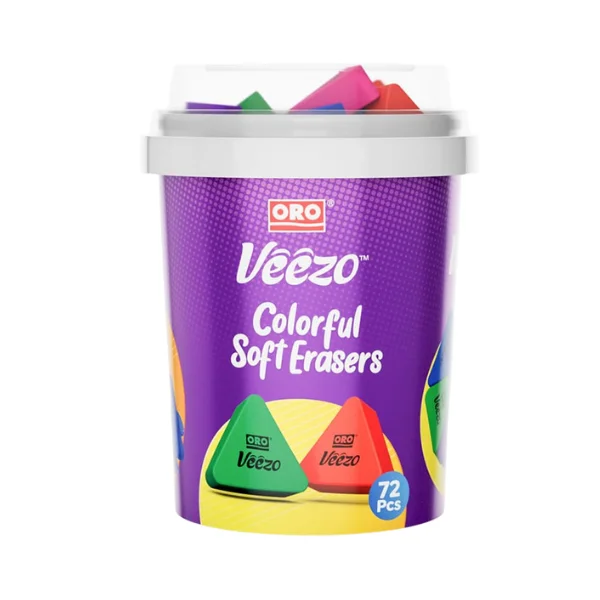 Oro Veezo Colourful Soft Eraser – Smooth Non-Toxic Eraser for School Use