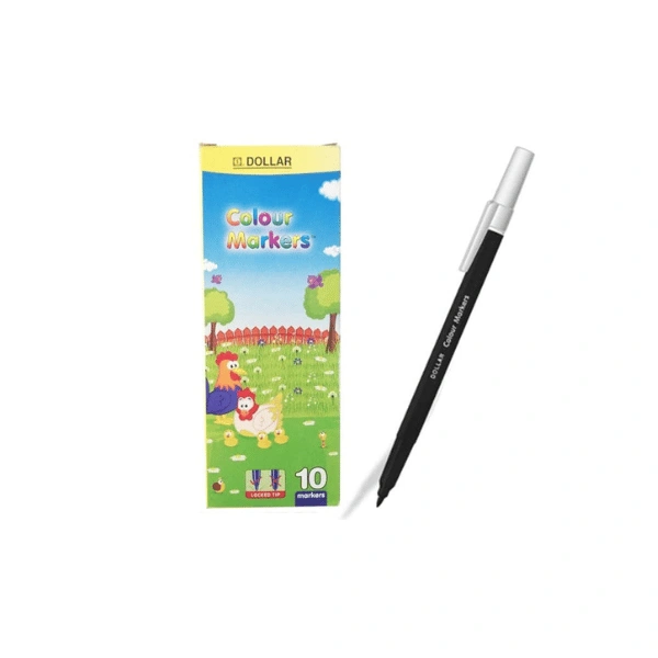 Dollar simple blue marker pack of 10 round tip smooth writing and drawing marker set for school and office Pakistan