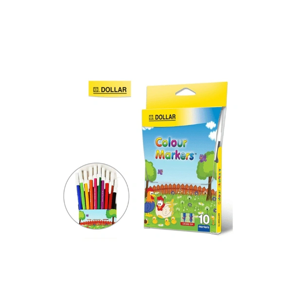Dollar Colour Markers 10Pcs Pack bright smooth colours kids drawing markers Pakistan