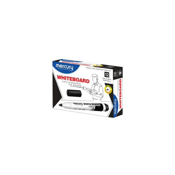 Mercury White Board Marker Pack of 12Pcs Dry Erase Collection