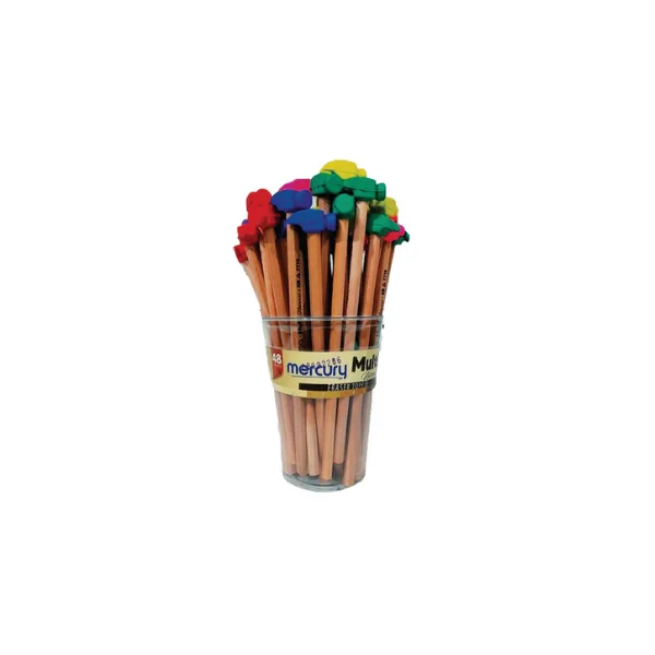 Mercury Multi Natural Pencil With Eraser Topper Cup of 48 Pcs