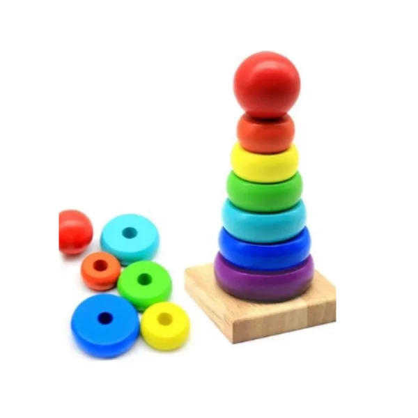 <h2>Wooden Rainbow Tower – Colourful Stacking Toy for Kids</h2>